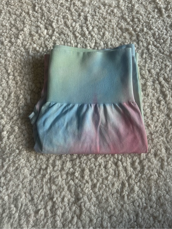 Pants - Women's Tie-Dye Bike Shorts - Pastel Green Pink
